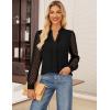 imageGRACE KARIN Women Business Casual Tops Sheer Lace Long Sleeve Blouses Work Office Pleated V Neck Shirt Fall Formal OutfitsBlack