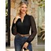 imageGRACE KARIN Women Business Casual Tops Sheer Lace Long Sleeve Blouses Work Office Pleated V Neck Shirt Fall Formal OutfitsBlack