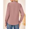 imageGRACE KARIN Women Business Casual Tops Sheer Lace Long Sleeve Blouses Work Office Pleated V Neck Shirt Fall Formal OutfitsDusty Pink