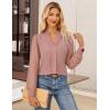 imageGRACE KARIN Women Business Casual Tops Sheer Lace Long Sleeve Blouses Work Office Pleated V Neck Shirt Fall Formal OutfitsDusty Pink