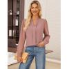 imageGRACE KARIN Women Business Casual Tops Sheer Lace Long Sleeve Blouses Work Office Pleated V Neck Shirt Fall Formal OutfitsDusty Pink