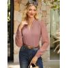 imageGRACE KARIN Women Business Casual Tops Sheer Lace Long Sleeve Blouses Work Office Pleated V Neck Shirt Fall Formal OutfitsDusty Pink