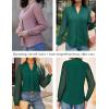 imageGRACE KARIN Women Business Casual Tops Sheer Lace Long Sleeve Blouses Work Office Pleated V Neck Shirt Fall Formal OutfitsGreen