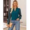 imageGRACE KARIN Women Business Casual Tops Sheer Lace Long Sleeve Blouses Work Office Pleated V Neck Shirt Fall Formal OutfitsPeacock Blue