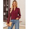 imageGRACE KARIN Women Business Casual Tops Sheer Lace Long Sleeve Blouses Work Office Pleated V Neck Shirt Fall Formal OutfitsWine Red