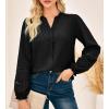 imageGRACE KARIN Women Dressy Casual Tops Long Sleeve Button Down Ruffle V Neck Blouse Business Work Shirt Summer Fall OutfitBlack