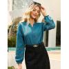 imageGRACE KARIN Women Dressy Casual Tops Long Sleeve Button Down Ruffle V Neck Blouse Business Work Shirt Summer Fall OutfitBluegreen