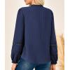 imageGRACE KARIN Women Dressy Casual Tops Long Sleeve Button Down Ruffle V Neck Blouse Business Work Shirt Summer Fall OutfitNavy Blue