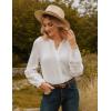 imageGRACE KARIN Women Dressy Casual Tops Long Sleeve Button Down Ruffle V Neck Blouse Business Work Shirt Summer Fall OutfitWhite