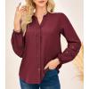 imageGRACE KARIN Women Dressy Casual Tops Long Sleeve Button Down Ruffle V Neck Blouse Business Work Shirt Summer Fall OutfitWine Red