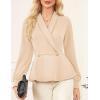 imageGRACE KARIN Women Dressy Long Sleeve BlousesWrap Peplum Work Shirts2025 V Neck Business Tops Elegant Fall OutfitsApricot