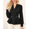 imageGRACE KARIN Women Dressy Long Sleeve BlousesWrap Peplum Work Shirts2025 V Neck Business Tops Elegant Fall OutfitsBlack