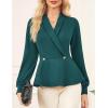 imageGRACE KARIN Women Dressy Long Sleeve BlousesWrap Peplum Work Shirts2025 V Neck Business Tops Elegant Fall OutfitsDark Green