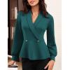 imageGRACE KARIN Women Dressy Long Sleeve BlousesWrap Peplum Work Shirts2025 V Neck Business Tops Elegant Fall OutfitsDark Green