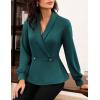 imageGRACE KARIN Women Dressy Long Sleeve BlousesWrap Peplum Work Shirts2025 V Neck Business Tops Elegant Fall OutfitsDark Green