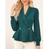 imageGRACE KARIN Women Dressy Long Sleeve BlousesWrap Peplum Work Shirts2025 V Neck Business Tops Elegant Fall OutfitsDark Green