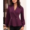 imageGRACE KARIN Women Dressy Long Sleeve BlousesWrap Peplum Work Shirts2025 V Neck Business Tops Elegant Fall OutfitsDark Red