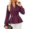 imageGRACE KARIN Women Dressy Long Sleeve BlousesWrap Peplum Work Shirts2025 V Neck Business Tops Elegant Fall OutfitsDark Red