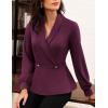 imageGRACE KARIN Women Dressy Long Sleeve BlousesWrap Peplum Work Shirts2025 V Neck Business Tops Elegant Fall OutfitsDark Red