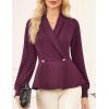 imageGRACE KARIN Women Dressy Long Sleeve BlousesWrap Peplum Work Shirts2025 V Neck Business Tops Elegant Fall OutfitsDark Red
