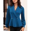 imageGRACE KARIN Women Dressy Long Sleeve BlousesWrap Peplum Work Shirts2025 V Neck Business Tops Elegant Fall OutfitsPeacock Blue