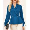 imageGRACE KARIN Women Dressy Long Sleeve BlousesWrap Peplum Work Shirts2025 V Neck Business Tops Elegant Fall OutfitsPeacock Blue