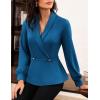 imageGRACE KARIN Women Dressy Long Sleeve BlousesWrap Peplum Work Shirts2025 V Neck Business Tops Elegant Fall OutfitsPeacock Blue