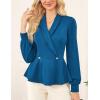 imageGRACE KARIN Women Dressy Long Sleeve BlousesWrap Peplum Work Shirts2025 V Neck Business Tops Elegant Fall OutfitsPeacock Blue