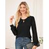 imageGRACE KARIN Women Lace Long Sleeve Shirts Dressy Business Casual Blouses Crew Neck Work Tops Fall ClothesBlack