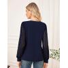 imageGRACE KARIN Women Lace Long Sleeve Shirts Dressy Business Casual Blouses Crew Neck Work Tops Fall ClothesDark Blue