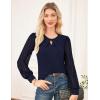imageGRACE KARIN Women Lace Long Sleeve Shirts Dressy Business Casual Blouses Crew Neck Work Tops Fall ClothesDark Blue