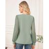 imageGRACE KARIN Women Lace Long Sleeve Shirts Dressy Business Casual Blouses Crew Neck Work Tops Fall ClothesLight Green