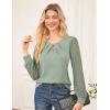 imageGRACE KARIN Women Lace Long Sleeve Shirts Dressy Business Casual Blouses Crew Neck Work Tops Fall ClothesLight Green