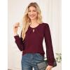 imageGRACE KARIN Women Lace Long Sleeve Shirts Dressy Business Casual Blouses Crew Neck Work Tops Fall ClothesWine Red