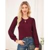 imageGRACE KARIN Women Lace Long Sleeve Shirts Dressy Business Casual Blouses Crew Neck Work Tops Fall ClothesWine Red