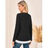imageGRACE KARIN Women Long Sleeve Shirt2025 Fall Casual Crew Neck Tunic TopWaffle Knit Color Block Basic OutfitsBlack