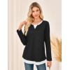 imageGRACE KARIN Women Long Sleeve Shirt2025 Fall Casual Crew Neck Tunic TopWaffle Knit Color Block Basic OutfitsBlack