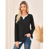 imageGRACE KARIN Women Long Sleeve Shirt2025 Fall Casual Crew Neck Tunic TopWaffle Knit Color Block Basic OutfitsBlack