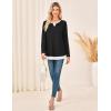 imageGRACE KARIN Women Long Sleeve Shirt2025 Fall Casual Crew Neck Tunic TopWaffle Knit Color Block Basic OutfitsBlack