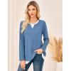 imageGRACE KARIN Women Long Sleeve Shirt2025 Fall Casual Crew Neck Tunic TopWaffle Knit Color Block Basic OutfitsBlue