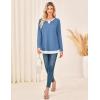 imageGRACE KARIN Women Long Sleeve Shirt2025 Fall Casual Crew Neck Tunic TopWaffle Knit Color Block Basic OutfitsBlue