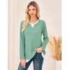 imageGRACE KARIN Women Long Sleeve Shirt2025 Fall Casual Crew Neck Tunic TopWaffle Knit Color Block Basic OutfitsGreen