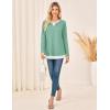 imageGRACE KARIN Women Long Sleeve Shirt2025 Fall Casual Crew Neck Tunic TopWaffle Knit Color Block Basic OutfitsGreen
