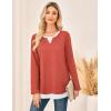 imageGRACE KARIN Women Long Sleeve Shirt2025 Fall Casual Crew Neck Tunic TopWaffle Knit Color Block Basic OutfitsOrange