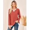 imageGRACE KARIN Women Long Sleeve Shirt2025 Fall Casual Crew Neck Tunic TopWaffle Knit Color Block Basic OutfitsOrange