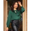 imageGRACE KARIN Women Satin Silk TopsBusiness Casual BlouseDressy Work Long Sleeve Shirts Office Outfits Fall 2025Dark Green