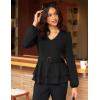 imageGRACE KARIN Women Work Peplum TopsLong Sleeve Dressy Casual BlousesV Neck Business Shirt Fall Outfits with BeltBlack