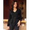 imageGRACE KARIN Women Work Peplum TopsLong Sleeve Dressy Casual BlousesV Neck Business Shirt Fall Outfits with BeltBlack