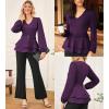 imageGRACE KARIN Women Work Peplum TopsLong Sleeve Dressy Casual BlousesV Neck Business Shirt Fall Outfits with BeltDark Purple