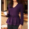 imageGRACE KARIN Women Work Peplum TopsLong Sleeve Dressy Casual BlousesV Neck Business Shirt Fall Outfits with BeltDark Purple